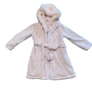 Daydream Berkshire Home Blush Pink Plush Fleece Hooded Belted Lounge Bath Robe S